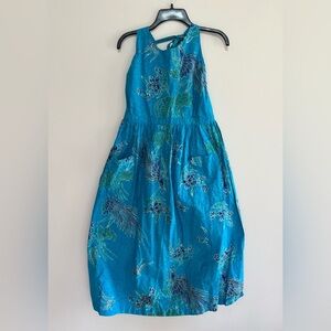 Java Wraps NWT Cotton Basil Tropical Haltar Top Backless Blue Dress, size S